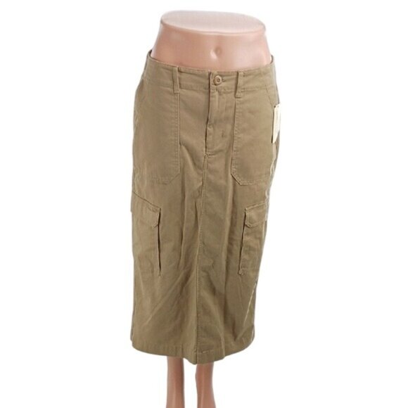 Universal Thread Skirt Tan Midi Cargo Pockets Casual Womens - Picture 3 of 9